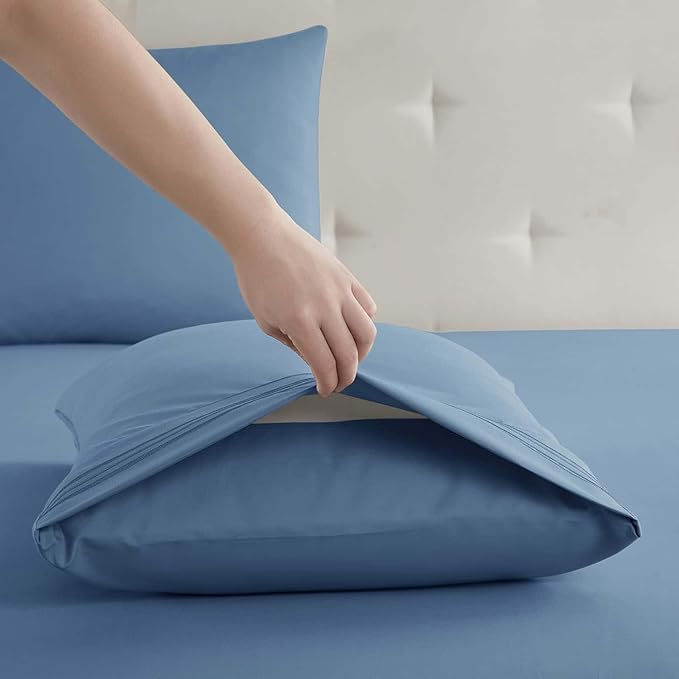 Clara Clark Cal King Sheets, 6 Piece Set - Hotel Luxury Sheets for Cal King Size Bed, Super Soft Bedding Set, Cal King Size, Blue Heaven