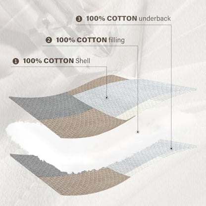 Quilta 100% Cotton Quilt Set, Real Patchwork Plaid Quilts/Brown/Gray/Beige