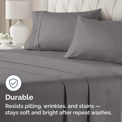 King Standard Pillow Cases Set of 4 - Soft Hotel Quality Pillowcase Covers - Comfy Bedding for Women, Men, Kids & Teens - Machine Washable Pillow Protectors - 4 Piece - King Standard Size Dark Grey