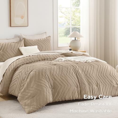 Andency Taupe Oversized Super King Comforter Set 120x120 Extra Large