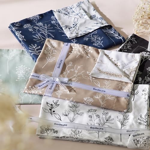 Bedsure Floral Comforter Set Cute Bedding Set Queen Reversible Light Taupe