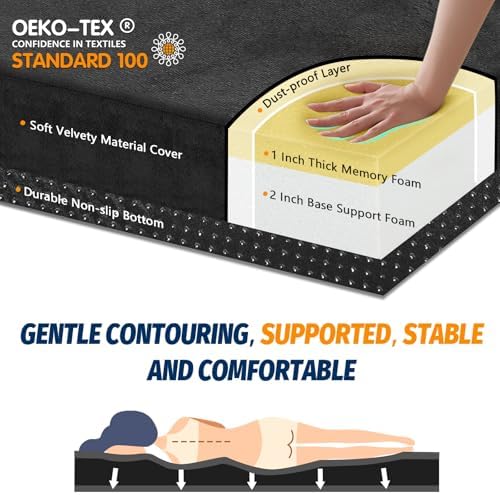 CYMULA Memory Foam Camping Mattress Pad, Sleeping Mat, Portable Roll Up Mattress for Adults, Camping Bed Pads for Sleepover, Car Bed with Travel Bag