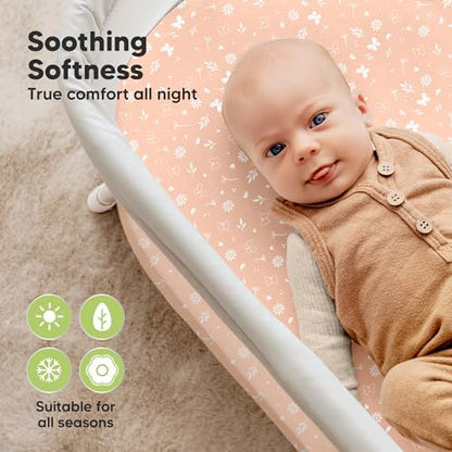 2pk Waterproof Bassinet Sheets Girls, Boys 33x17 Universal Fit(Butterflies)