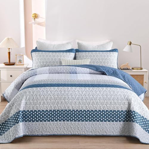 WONGS BEDDING Twin Quilt Bedding Set 2 Piece, Blue Bedspread Set