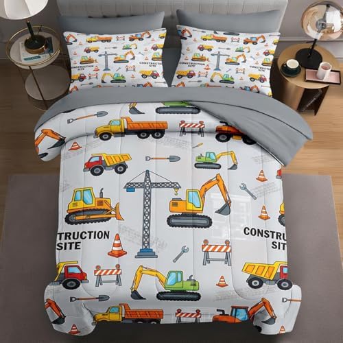 WeCozy 5 Pieces Twin Comforter Set for Boys - Truck Bedding for Kids