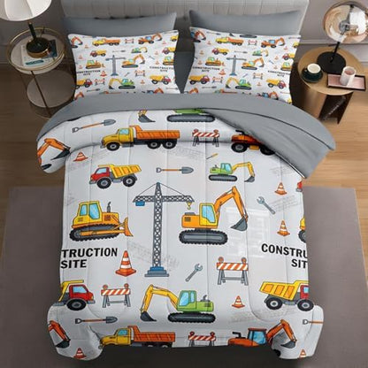 WeCozy 5 Pieces Twin Comforter Set for Boys - Truck Bedding for Kids