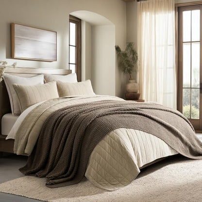 EVERGRACEHOME Chunky Chenille Knit Throw Blanket, 90 x 90, Mocha Brown