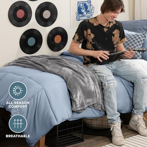 Bare Home Comforter Set - 1800 Ultra Soft (Twin/Twin XL, Dusty Blue)