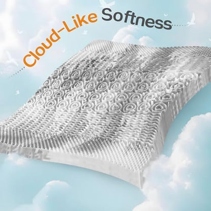 SINWEEK Mattress Topper 5-Zone Memory Foam Mattress Topper Pressure Relieve Soft Mattress Pad, CertiPUR-US Certified, 1.5 Inch Twin XL Size, Gray