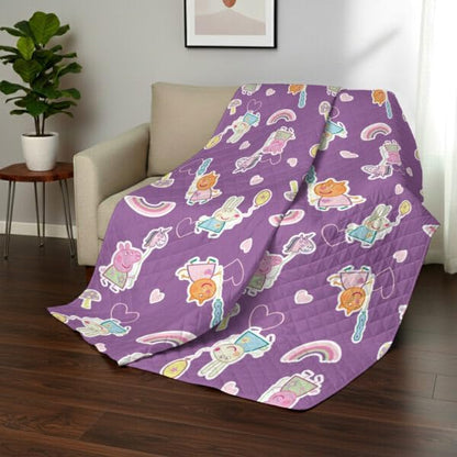 Peppa Pig Fairgrounds Quilted Throw Blanket – Soft Blanket for Kids Featuring Peppa Pig, Lightweight Bedding for Bed, Couch, or Sleepovers, 60 x 80 Inches