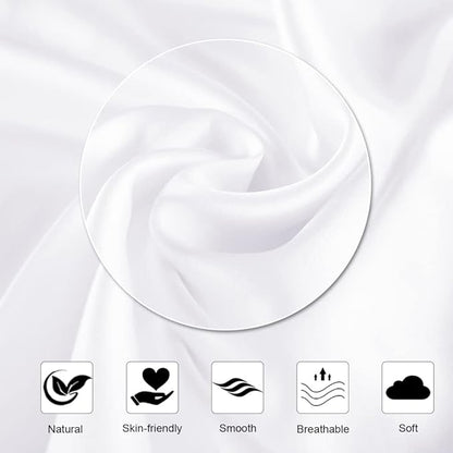 Silk Pillow Cases 2 Pack, Ravmix Both Sides Mulberry Silk Pillowcases Set of 2 Cooling Pillow Cases for Hair and Skin Queen Size with Hidden Zipper, 20 * 30inches, Pure White