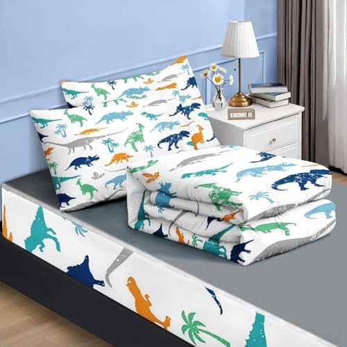 Nesker Dinosaur Full Zipper Bedding for Boys, 3-Piece-All-in-one