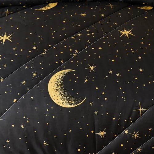 Caressma Black Comforter Set Moon Star Twin Size 2pcs with Pillowcase