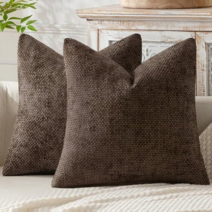 MIULEE Decorative Dark Brown Euro Sham Pillow Covers 24x24 Inch 2 Pack
