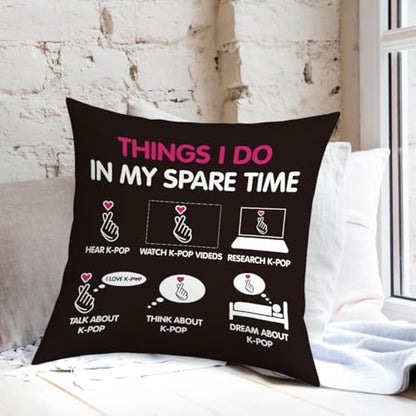 K-pop Decor, Just a Girl Who Loves K-pop Room Decor, Girls K-pop Gifts Rustic Anime Lovers Throw Pillow Covers for Living Room Home Girl Bedroom Decoration Gifts