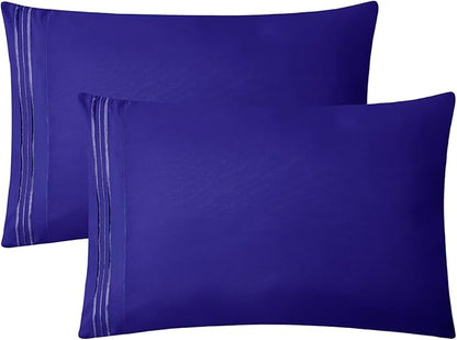 Clara Clark Bed Sheets, Premier 1800 Series 4 Piece Bed Sheet Set, Deep Pocket, Wrinkle, Fade, Stain Resistant, Luxury Soft Bedding Sheets & Pillowcases, Queen, Royal Blue