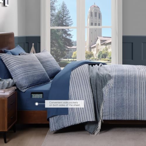 Queen Comforter Set Striped Ocean Blue Coastal 7 Pieces Bed in a Bag