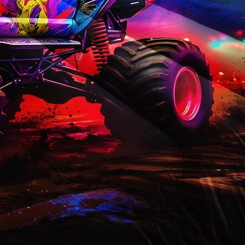 AILONEN Colorful Monster Truck Comforter Set Twin Size, Cartoon Car Bedding Set for Kids,Teens,Adults,3D Print Giant Pickup Truck Comforter Set for All Season,3-Pieces,1 Quilt with 2 Pillowcases,Soft