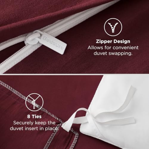 Bedsure Prewashed Twin Duvet Cove, Cotton-Like Bedding Soft Set, Burgundy
