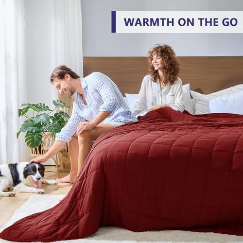 yescool King Size Weighted Blanket for Adults 20lbs, 88” x 104”, Red