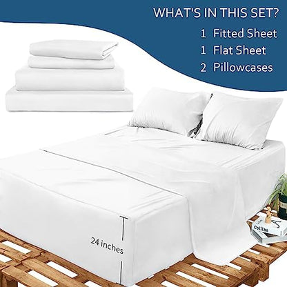 Twin XL Sheet Set Deep Pocket 4-Piece Bed Sheets Fits Up to 24 Inches