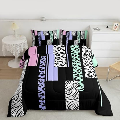 Feelyou Animal Print Leopard Safari Comforter Set King Size Kids Boys Girls