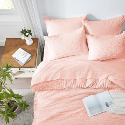 Zzlpp King Size Comforter Set 7 Piece, Pink Bed in a Bag King Bedding Sets