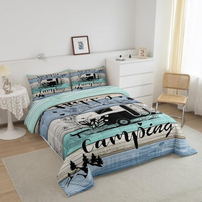 Feelyou Happy Camping Decor Bedding Set Kids Boys Girls Full Size