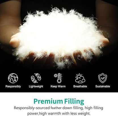 APSMILE Heavyweight Down Feather Fibers Comforter Oversized King Size - Ultra-Soft Luxury High Fill-Power Hotel-Style Thicker Winter Duvet Insert for Colder Weather/Sleeper (120x98, White)
