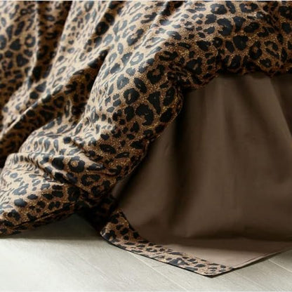 mixinni Animal Cheetah Comforter Set King 3 Pieces Leopard Print Comforter Sexy Soft Fluffy Brown/Black Floral Printed Pattern Bed Set with 2 Pillowcases for All Season-King Size