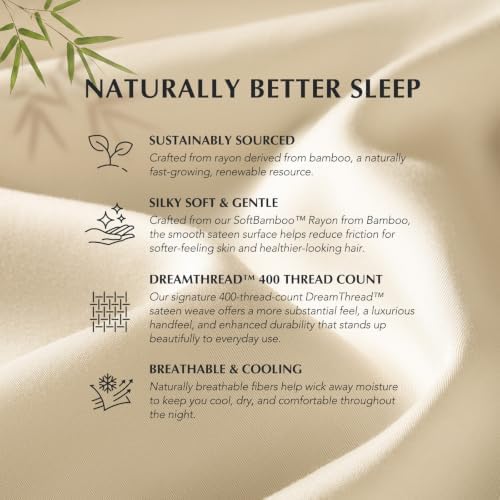 EverGrace 100% Rayon from Bamboo Duvet Cover Set, King Size, Oat Cream