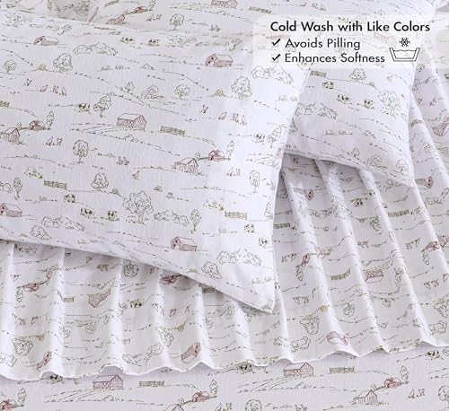 RUVANTI Flannel Sheets King Size, Rustic Homestead