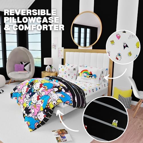 Franco Collectibles Hello Kitty & Friends Bedding 7 Piece Super Soft Comforter and Sheet Set with Sham, Full, (Official Licensed Product)