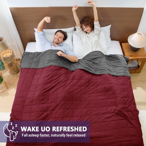 yescool King Size Weighted Blanket for Adults 30lbs, 88” x 104”, Red Grey