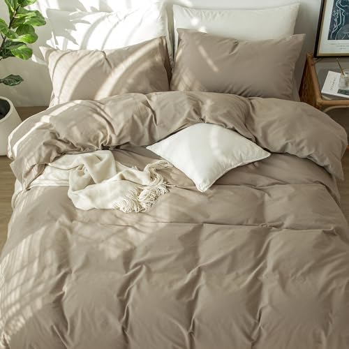 MooMee Duvet Cover Set 100% Washed Cotton Linen Like Oversized King