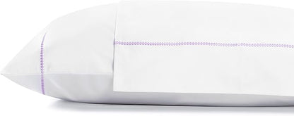 Linen Home 100% Cotton Percale Pearl Stitch Pillowcases Queen/Standard Size, Mauve Lavender, 2 Pieces of Pillow Case, Crisp and Cool Strong Bed Linen, 20 inches X 30 inches