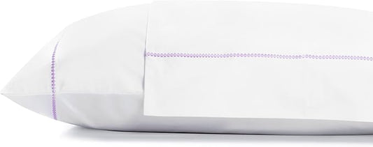 Linen Home 100% Cotton Percale Pearl Stitch Pillowcases Queen/Standard Size, Mauve Lavender, 2 Pieces of Pillow Case, Crisp and Cool Strong Bed Linen, 20 inches X 30 inches
