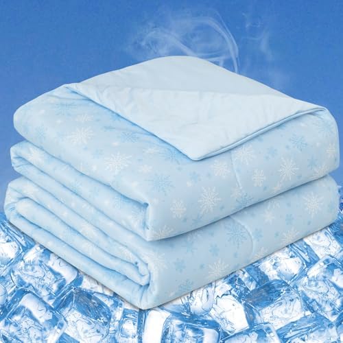 CHOSHOME Cooling Comforter Cooling Blanket, Q-Max 0.45 Cool Sleeping Summer Blanket for Hot Sleeper Night Sweats, Twin 60" x 80", Blue 02