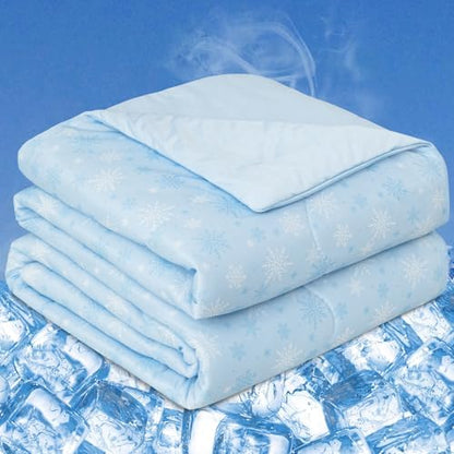 CHOSHOME Cooling Comforter Cooling Blanket, Q-Max 0.45 Cool Sleeping Summer Blanket for Hot Sleeper Night Sweats, Twin 60" x 80", Blue 02