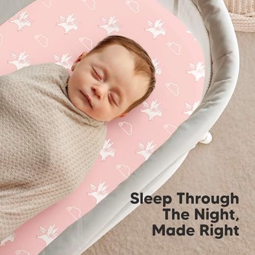 2pk Organic Baby Bassinet Sheets Boys, Girls, Fitted Sheet (Dreamland)