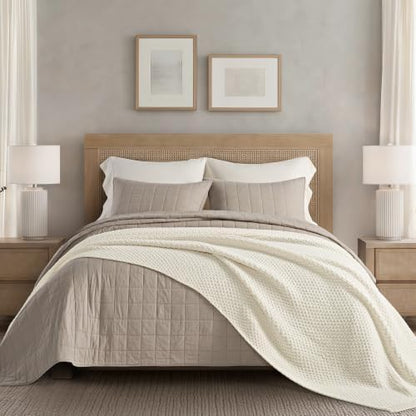 EVERGRACEHOME Chunky Chenille Knit Throw Blanket, 90 x 90, Ivory White
