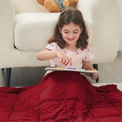 yescool Weighted Throw Blanket 7lbs, 41" x 60", Red