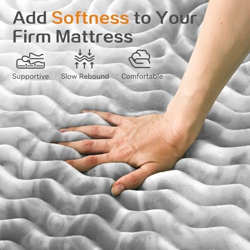 SINWEEK Mattress Topper 5-Zone Memory Foam Mattress Topper Pressure Relieve Soft Mattress Pad, CertiPUR-US Certified, 1.5 Inch Twin XL Size, Gray