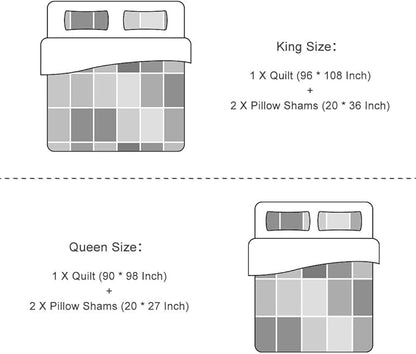 Travan 3-Piece Queen Bedspread Quilt Set Lightweight Coverlet Set Garden Style Floral Printed Oversized Quilted Bedding Set with Shams for All Season, Exquisite, Queen Size