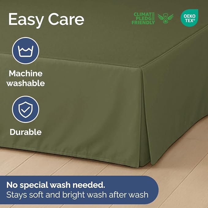 Pleated Bed Skirt Twin Size - 3 Sided Pleated Bed Skirt Twin - Ultra-Soft, Easy Fit with 15 Inch Tailored Drop - Hotel Quality, Wrinkle & Fade Resistant - for Women, Men, Kids and Teens - Sage Green
