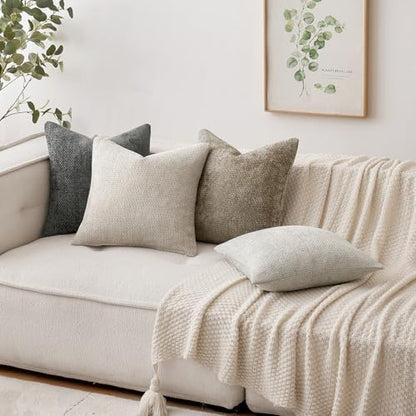 MIULEE Decorative Couch Throw Pillow Covers 16x16 Inch Dark Gray 2 Pack