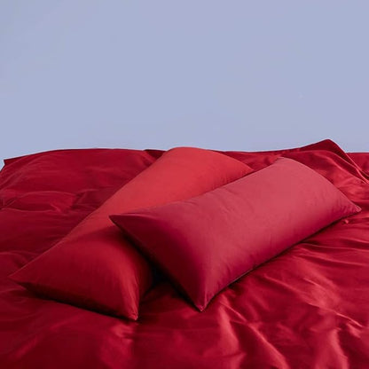 FLXXIE Body Pillow Cover - Super Soft Microfiber 20x54 Body Pillow Case - Envelope Closure, Wrinkle, Stain Resistant 20x54 Long Pillowcase, Wine Red
