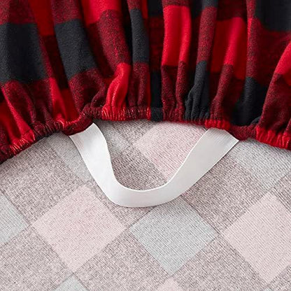 Flannel Sheets Warm and Cozy Deep Pocket Breathable All Season Bedding Set with Fitted, Flat and Pillowcases, Full, Buffalo Check Plaid Burgundy