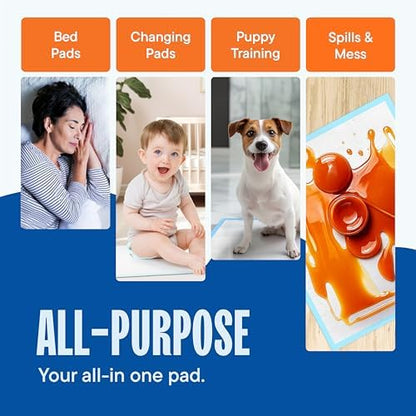 Chucks Pads Disposable Adult Incontinence Underpads 23"x36" Large Super Absorbent Protective Bed Pads,Leak-Proof_Pads – Pee_Pad for Kids,Adults and Pets-Dog & Puppy Training_Pads,100 Count (Pack of 2)