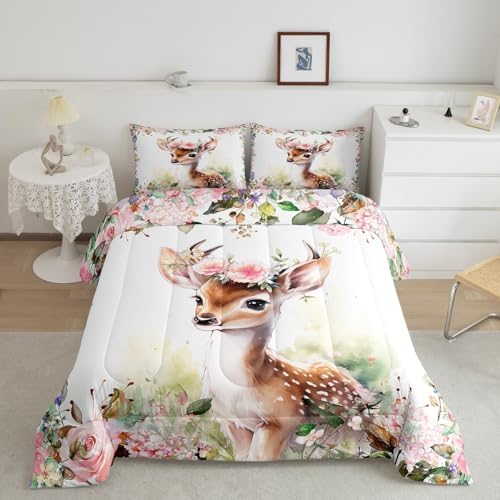 Feelyou Cute Deer Comforter Set Boys Girls Teens